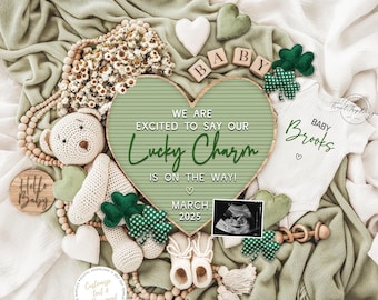 Graviditetsmeddelande för St. Patricks dag: Redigerbar mall för sociala medier (digital nedladdning)