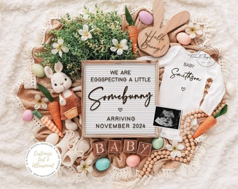 Easter Pregnancy Announcement, Spring Digital Baby Announcement, Gender Neutral Reveal,  Gender Reveal, Social Medial, Eggspecting Somebunny