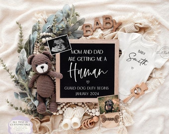 Pet Digital Pregnancy Announcement Baby Announcement Editable Template Girl Gender Reveal Boy Rainbow baby Instagram Dog getting human