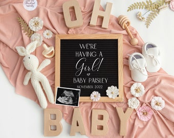 Girl Pregnancy Announcement: Editable Digital Template
