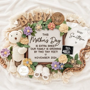 Annuncio di gravidanza per la festa della mamma: modello modificabile e neutro rispetto al genere (download digitale)