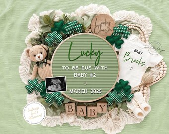 St. Patrick's Pregnancy Announcement, Lucky Charm Baby #2 (Digital Download)