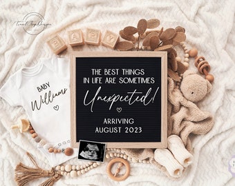 Pregnancy Announcement Digital  \ Gender Neutral \ Editable template\ Baby Announcement \ Pregnancy Reveal \ Best things unexpected