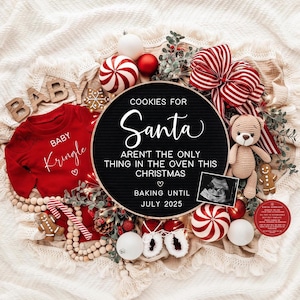 Christmas Pregnancy Announcement Holiday Digital Baby Announcement Editable Template Instant Download Girl Gender Baking Gingerbread Cookies