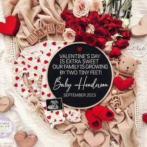 Valentine&#39;s Day Pregnancy Announcement: Gender Neutral, Editable Template (Digital)