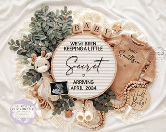 Gender Neutral Pregnancy Announcement, Giraffe Theme (Digital Download)