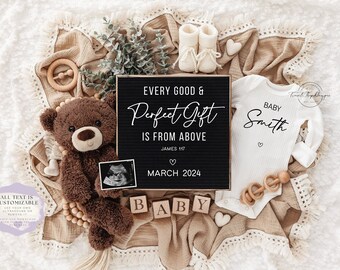 Neutral Pregnancy Announcement: Editable Digital Template (Instant Download)