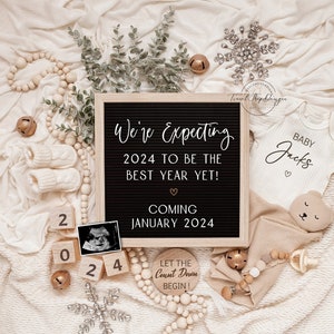 New Year Digital Pregnancy Announcement \ Baby Announcement \ Editable Template\ Gender Neutral \ We're expecting