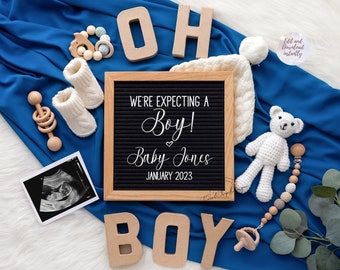 Boy Digital Pregnancy Announcement | Baby Reveal for Social Media | Editable Template | Its a boy | We're Expecting Boy