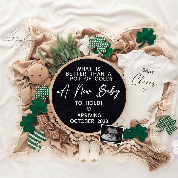 St. Patrick's day Digital Pregnancy Announcement\ Baby Announcement \ Editable Template\ Social Media \ Better than a pot of gold