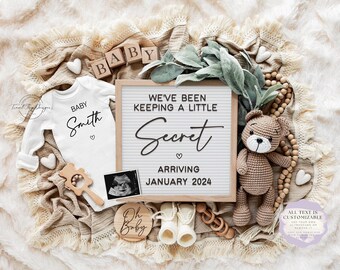 Editable Pregnancy Announcement, Gender Reveal (Digital Download)