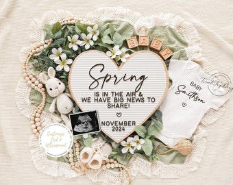 Spring Pregnancy Announcement, Digital Baby Announcement, Social Media Reveal Ideas, Personalized baby announcement, Spring is in the Air