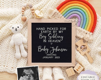 Rainbow Baby Pregnancy Announcement: Gender Neutral, Editable Template (Digital Download)