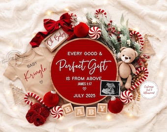 Weihnachten Schwangerschaftsankündigung: Religiöses Baby offenbaren (digitaler Download)