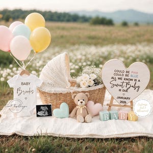 Gender Neutral Pregnancy Announcement: Editable Template (Digital Download)