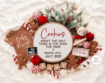 Christmas Pregnancy Announcement: Neutral Cookies Theme (Digital Download)