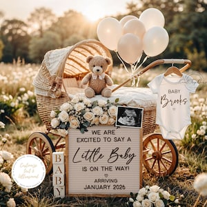 Teddy Bear Pregnancy Announcement: Editable Digital Template (Instant Download