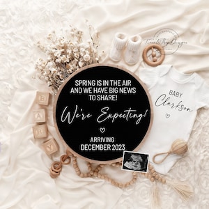 Gender Neutral \ Digital Pregnancy Announcement\ Editable Template\ Social Media Reveal\ Baby Announcement \ Spring is in the air