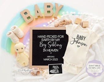 Rainbow Baby \ Digital Pregnancy Announcement \ Social Media Reveal \ Baby Announcement \ Editable Template \ Handpicked from Heaven