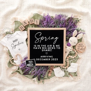 Spring Digital Pregnancy Announcement,  Floral Gender Neutral Template, Social Media Reveal, April Announcement, Big News to Share