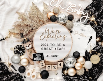2024 New Year Pregnancy Announcement: Editable Digital Download