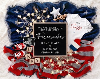 Fourth of July Pregnancy Announcement: Firecracker Baby (Digital Template)