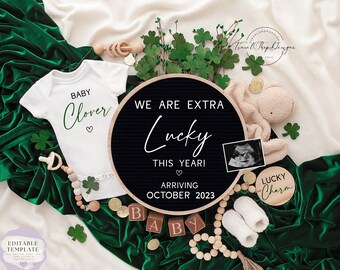 Graviditetsmeddelande för St. Patrick's Day: Extra tur (digital mall)