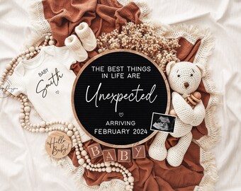 Gender Neutral Digital Pregnancy Announcement, Baby Announcement Template, Social Media Reveal, Instant Editable, The Best Things Unexpected