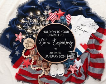 Fourth of July Pregnancy Announcement: Editable Template (Digital Download)