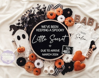 Halloween Pregnancy Announcement: Spooky Gender Neutral Reveal (Digital Download)