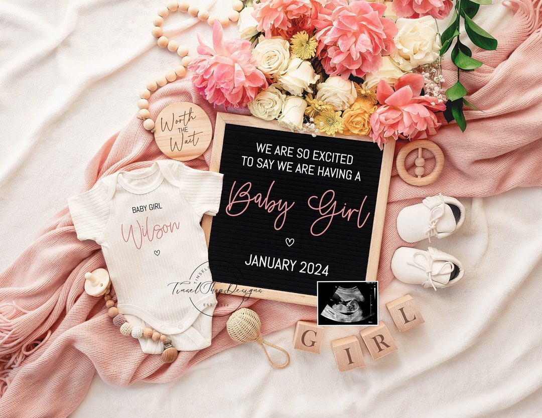 Girl Digital Pregnancy Announcement Baby Announcement Etsy