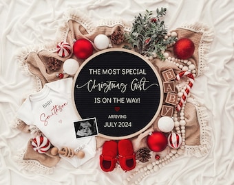 Christmas Digital Pregnancy Announcement \ Baby Announcement\ Gender Neutral \ Editable Template \ Most Special Gift