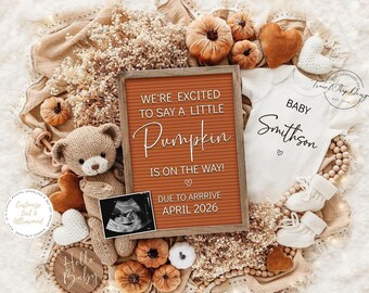 Fall Pregnancy Announcement: Little Pumpkin Gender Reveal (Digital Download