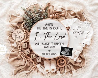 Pregnancy Announcement Digital Baby Announcement Instant Social Media Reveal Idea Neutral Baby Announcement Religious Scripture Lord
