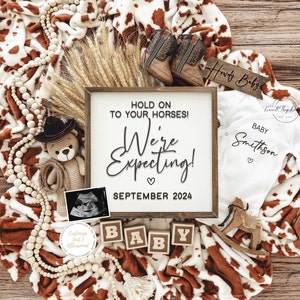 Western Pregnancy Announcement Digital, Cowboy Baby Announcement, Gender Neutral Reveal, Social Media Editable Template, We're expecting