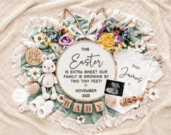 Easter Pregnancy Announcement: Editable Baby Reveal (Digital Download)