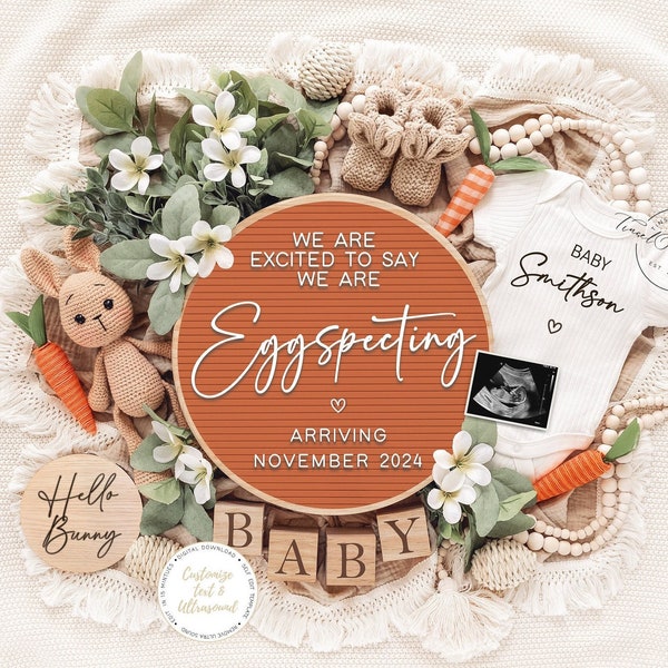 Easter Baby Announcement, Digital Pregnancy Announcement, Gender Neutral Reveal, Spring Baby Reveal, Social Media Reveal, We're Eggpecting