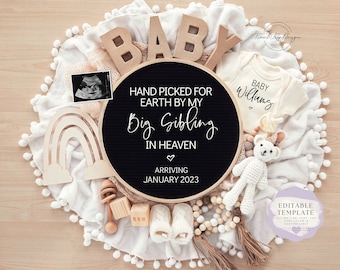Rainbow Baby Pregnancy Announcement: Neutral Social Media Reveal (Editable Template)
