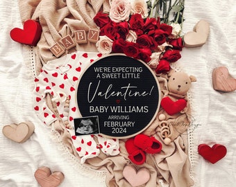 Valentinstag Schwangerschaftsankündigungssymbol, Digital, Gender Neutral, Baby-Ankündigung, Bearbeitbare Vorlage, Kleiner Valentinstag