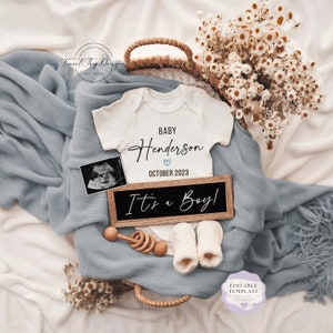 It's a Boy  Digital Pregnancy Announcement\ Baby Announcement \ Editable Template\Reveal \ Social Media \ Expecting a boy