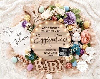 Easter Pregnancy Announcement: Eggspecting Baby Reveal (Digital Download)