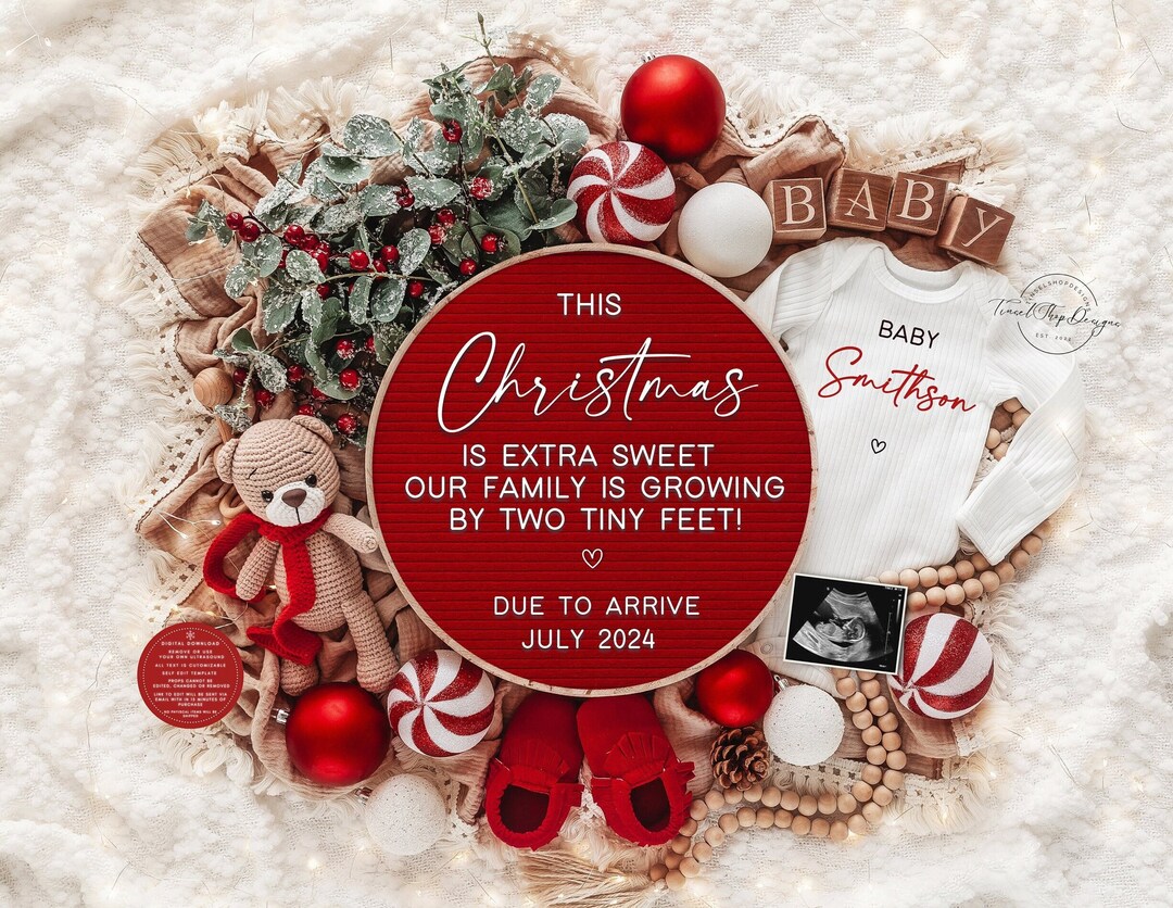 Christmas Pregnancy Announcement Holiday Digital Baby Etsy Canada
