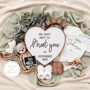 Pregnancy Announcement Template, Digital Pregnancy Announcement, Boho Baby Announcement, Gender Neutral Reveal, Editable Baby Announcement