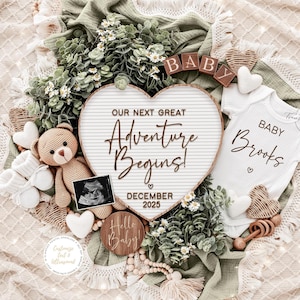 Pregnancy Announcement Template, Pregnancy Announcement, Baby Announcement, Instant Download, Editable Baby Announcement, Spring Baby