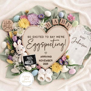 Easter Pregnancy Announcement: Eggspecting Baby Reveal (Digital Download)