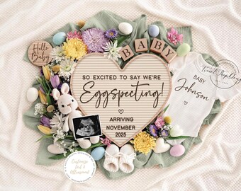 Easter Pregnancy Announcement: Eggspecting Baby Reveal (Digital Download)