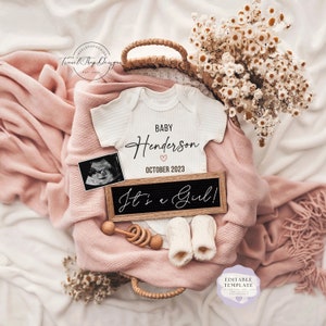 It's a Girl  Digital Pregnancy Announcement\ Baby Announcement \ Editable Template\Reveal \ Social Media \ Expecting a Girl