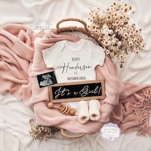 It's a Girl  Digital Pregnancy Announcement\ Baby Announcement \ Editable Template\Reveal \ Social Media \ Expecting a Girl