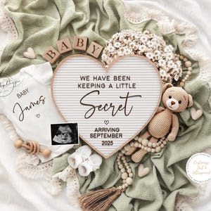 Pregnancy Announcement Template, Digital Pregnancy Announcement, Baby Announcement, Instant Download, Editable Baby Announcement, Neutral