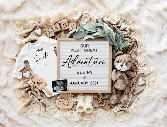 Neutral Pregnancy Announcement: Editable Digital Template (Instant Download)